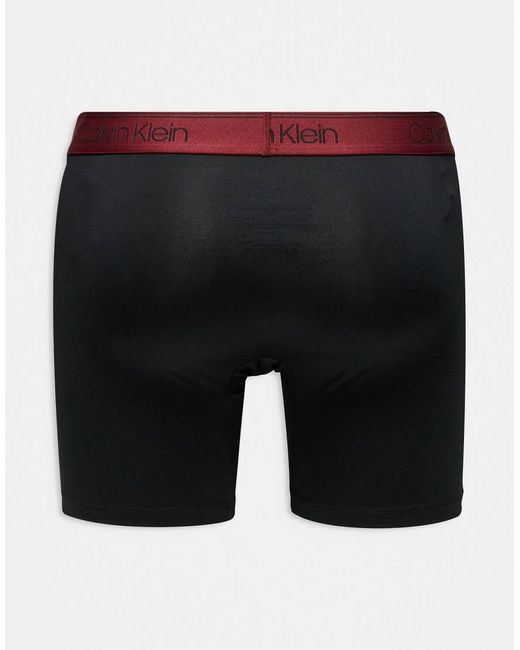 Calvin Klein Black Microfibre Stretch 3 Pack Boxer Brief With Coloured Waistband for men