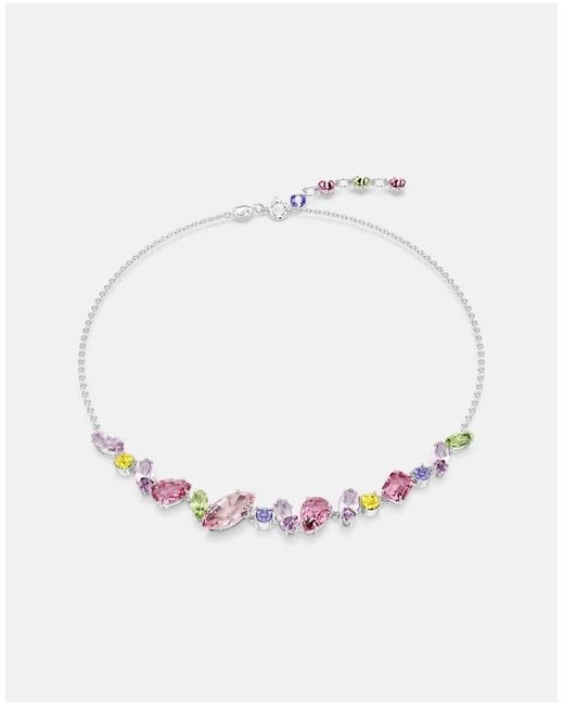 Swarovski White Gema Necklace, Mixed Cuts, Multicolored, Rhodium Plated