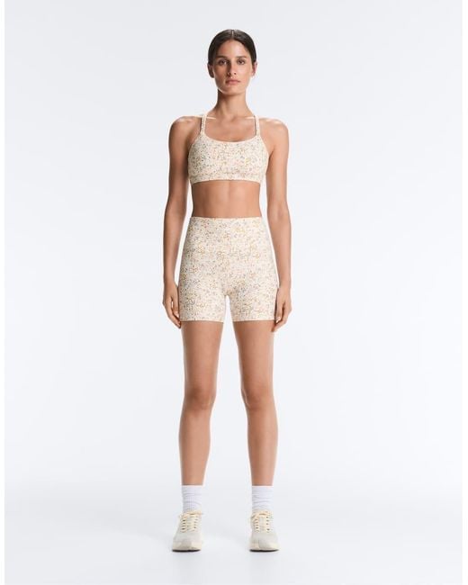 Oysho White Comfortlux 10Cm High-Rise Floral Hot Pants