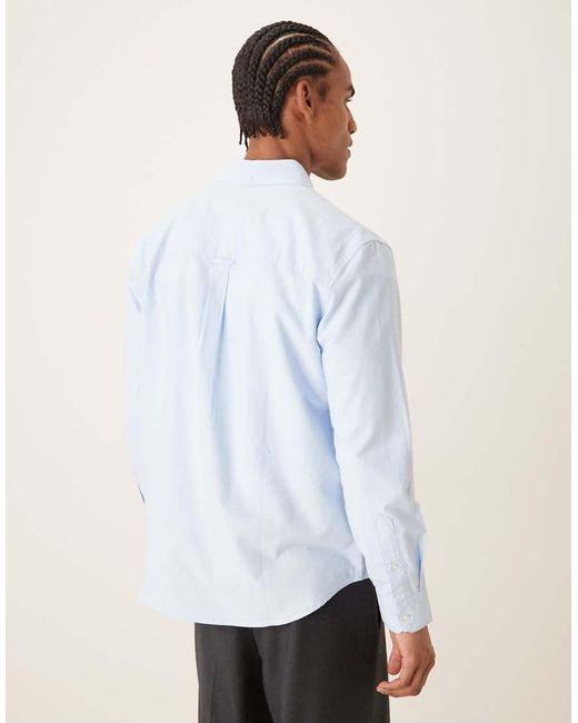 Farah White Brewer Long Sleeve Box Fit Logo Shirt for men