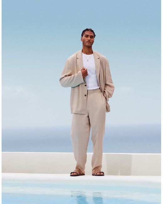 ASOS Blue Slouchy Oversized Lightweight Suit Jacket for men
