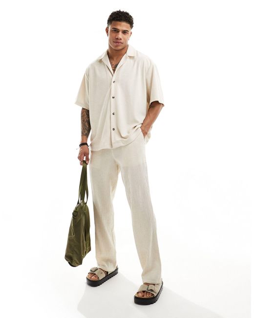 ASOS White Oversized Revere Towelling Shirt for men