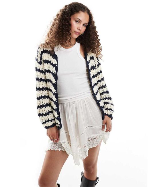 Bailey Rose White Chunky Knit Open Cardigan