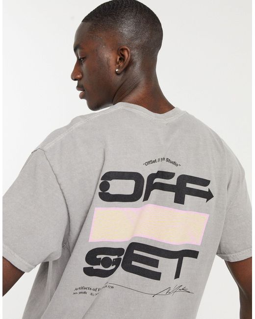 New Look – oversize-t-shirt mit "off set"-rückenprint in Gray für Herren