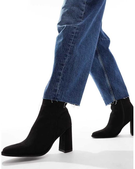 London Rebel Blue London Rebel Maddie Wide Fit Block Heel Ankle Boots