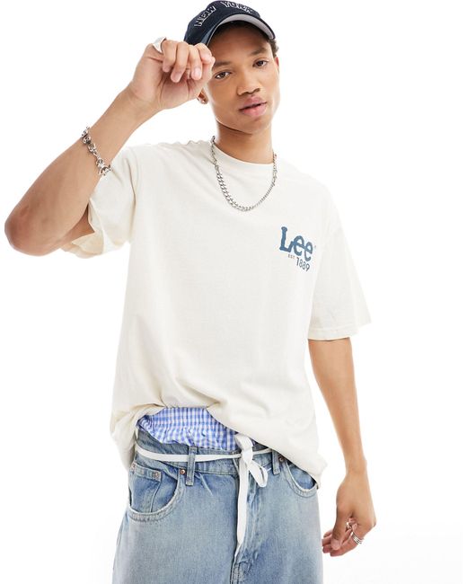 T-shirt ampia con stampa con logo, color écru di Lee Jeans in White da Uomo