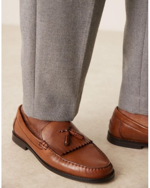 ASOS Brown Penny Loafers With Tassle for men