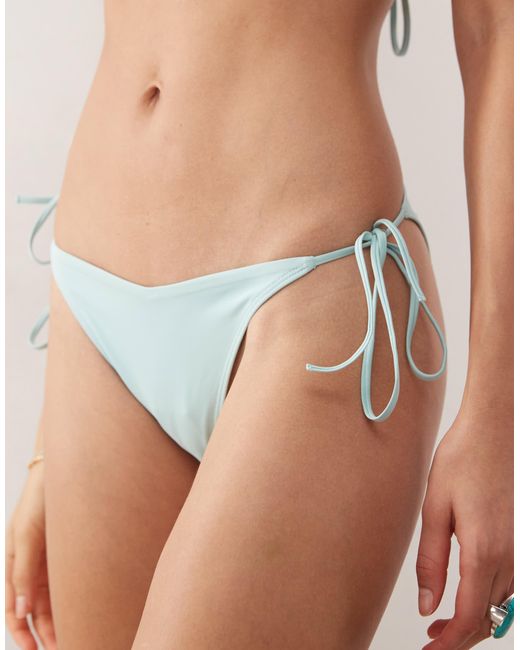 Monki Natural Mix And Match Tie Side Bikini Bottom