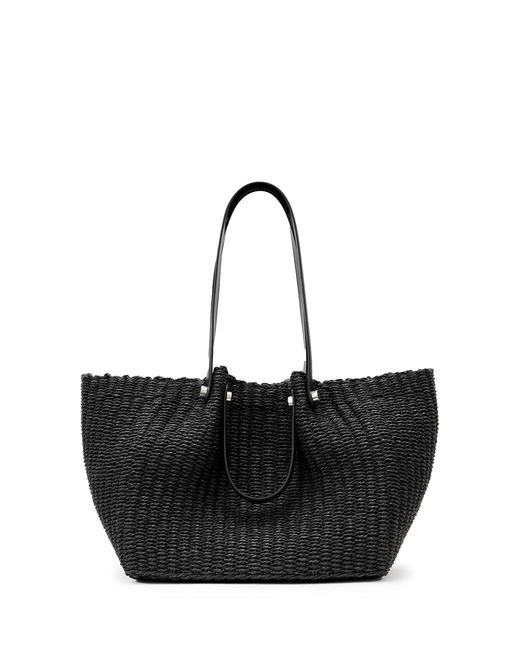 AllSaints Allington Black Straw Tote Bag