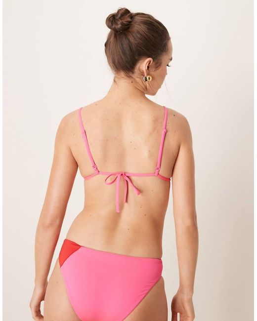Nike Red Nike Colourblock Triangle Bikini Top