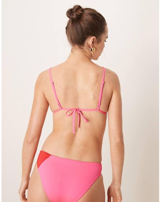 Nike Red Nike Colourblock Triangle Bikini Top