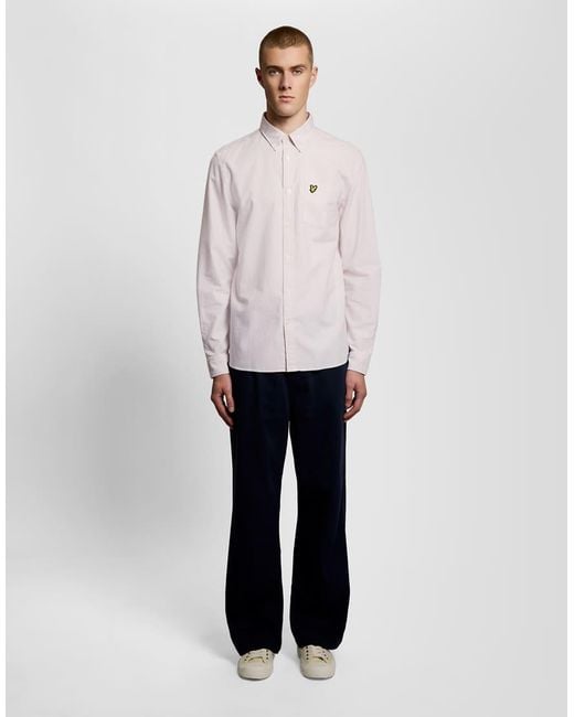Lyle & Scott White Tonal Eagle Plain Oxford Shirt for men