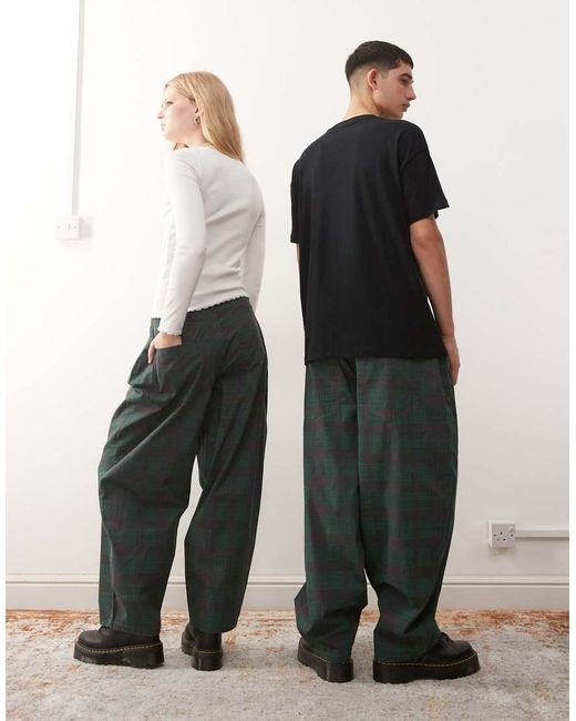 Reclaimed Vintage Green Unisex baggy Barrel Leg Trouser