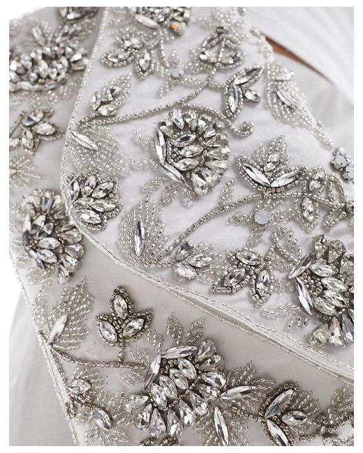 True Decadence White Floral Embellished Envelope Clutch Bag