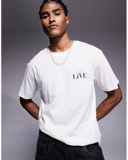 T-shirt oversize à imprimé au dos - crème ADPT pour homme en coloris Black