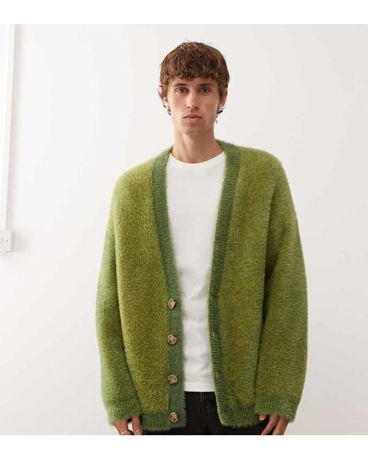 Collusion Green Fluffy Cardigan for men