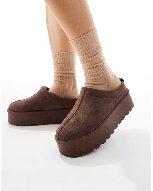 SEQWL White Slip On Flatform Mules