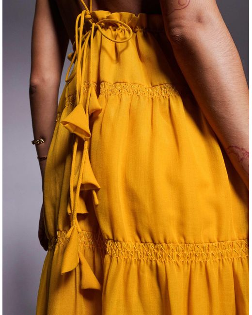 ASOS Yellow – gestuftes camisole-maxikleid