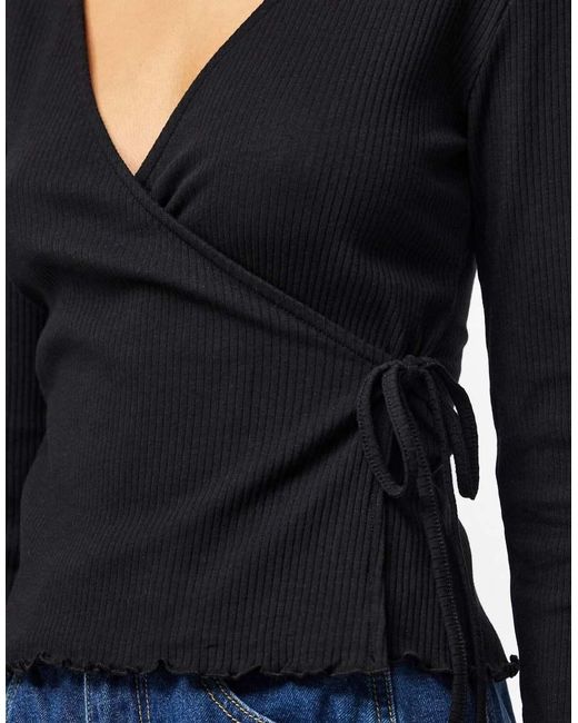 Pieces Blue Wrap Top