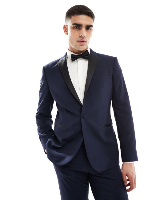 ASOS Blue Slim Tuxedo Suit Jacket for men