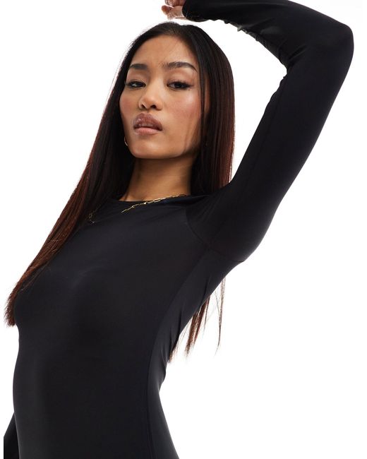 Pull&Bear Black Long Sleeve Soft Shaping Maxi Dress