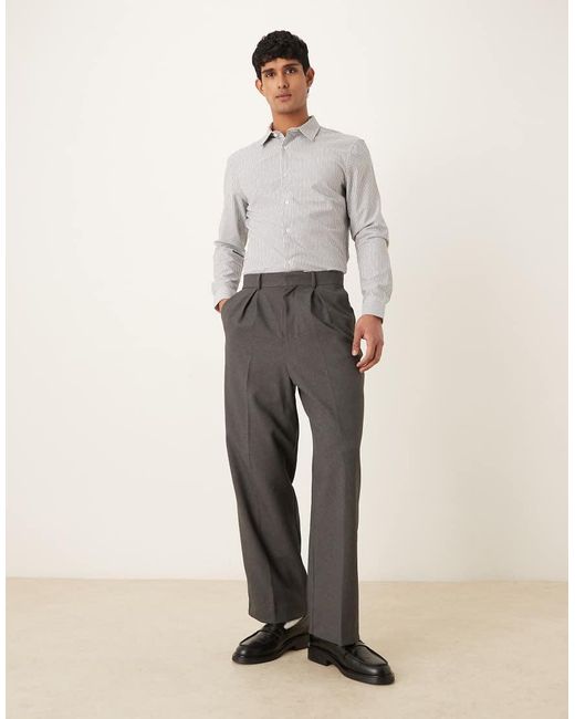 ASOS Gray Slim Striped Shirt for men