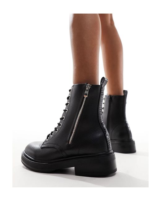 New Look Black Lace Up Boots