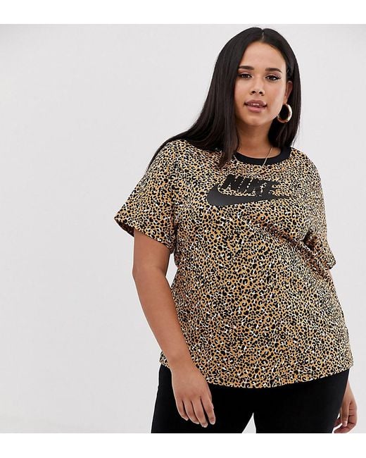 Nike Plus Leopard Print T-shirt in Brown | Lyst Canada