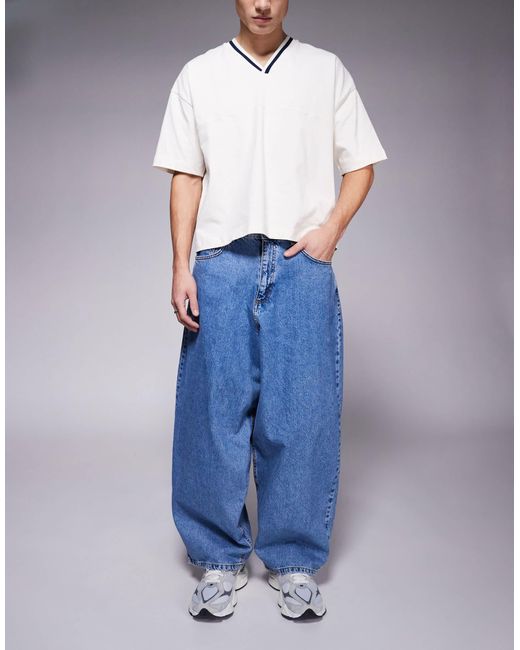 ASOS Blue Oversized baggy Jeans for men
