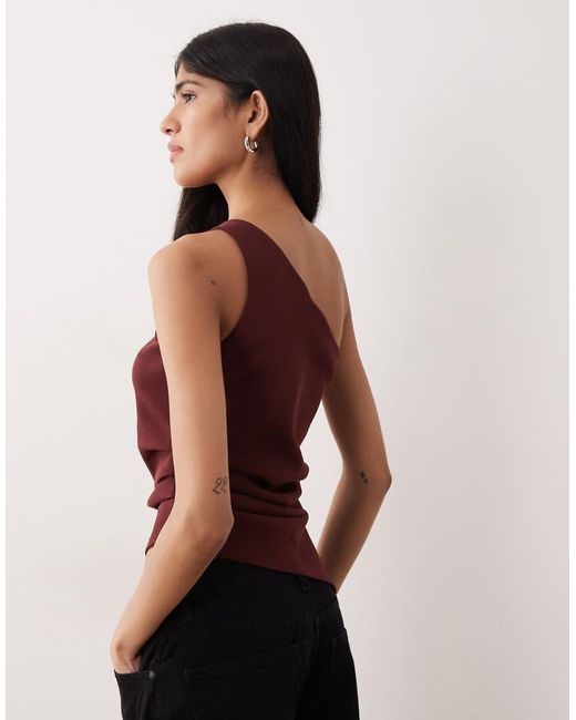 Y.A.S Red One Shoulder Metal Detail Top