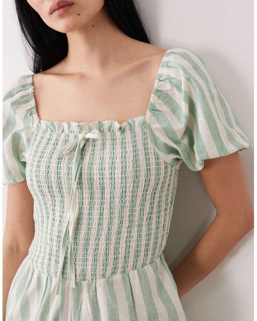 Wednesday's Girl White Shirred Short Sleeve Cotton Jumpsuit