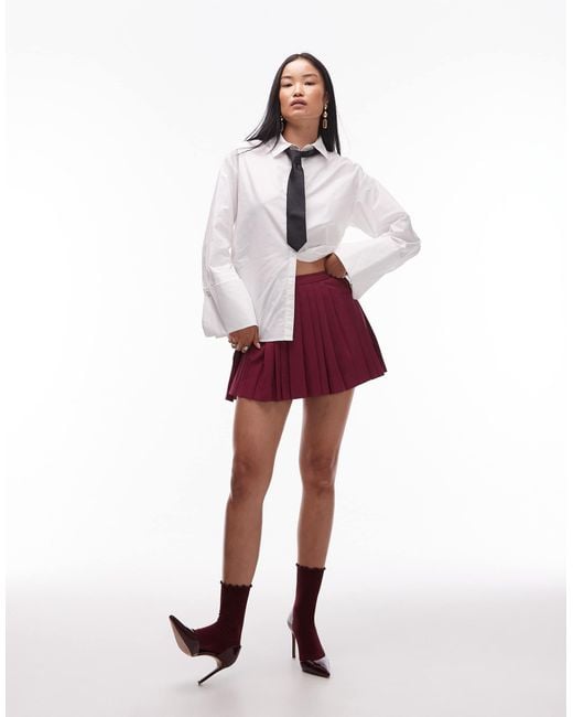 Mango White Tailo Pleated Mini Skirt With Adjustable Waist