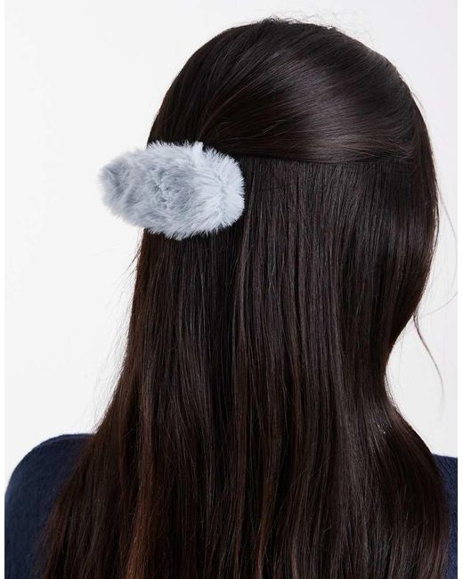 ASOS Grote Fluffy Haarspeld Met Clip in het Black