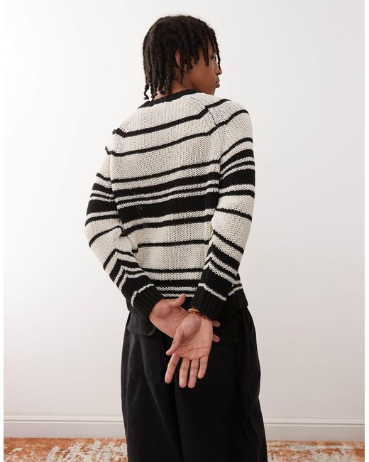 Pull oversize en maille ajourée à rayures - beige Weekday pour homme en coloris Natural
