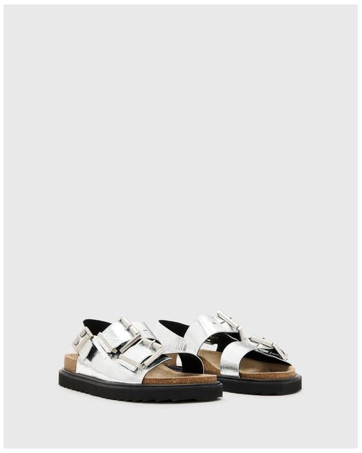 AllSaints White Isla Leather Sandals
