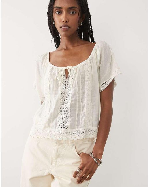 Mango Natural Embroidered Blouse