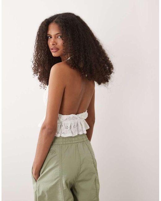 Mango Green Teen Embroide Halterneck Top
