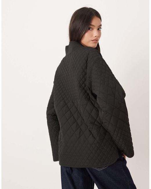 Aware Black Quilted Clean Wrap Tie Side Jacket
