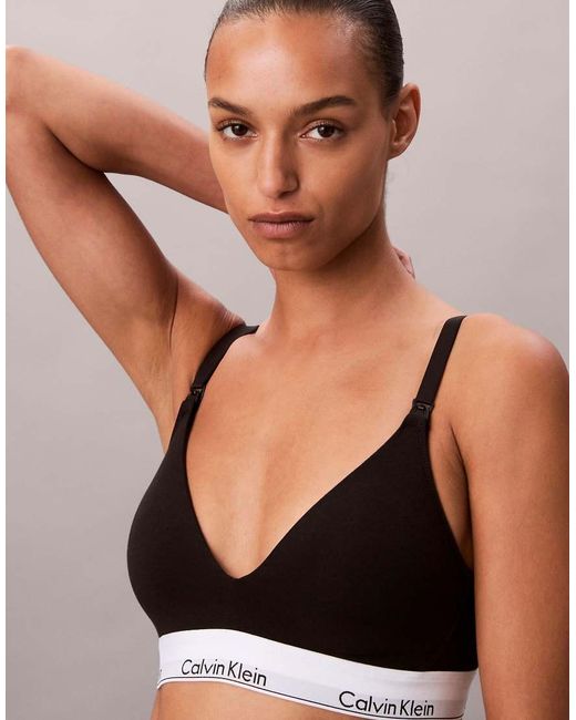 Bralette Triangular Con Relleno Ligero De Modal De Algodón Icon Cotton Modal De Maternity Calvin Klein de color Black