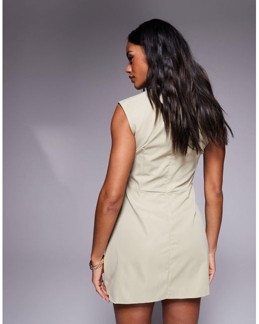 Missy Empire Green Tailored Pocket Detail Sleeveless Mini Dress