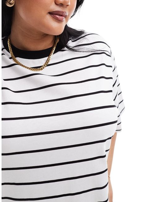 ASOS White Asos design curve – wadenlanges, gestreiftes oversize-t-shirt-kleid