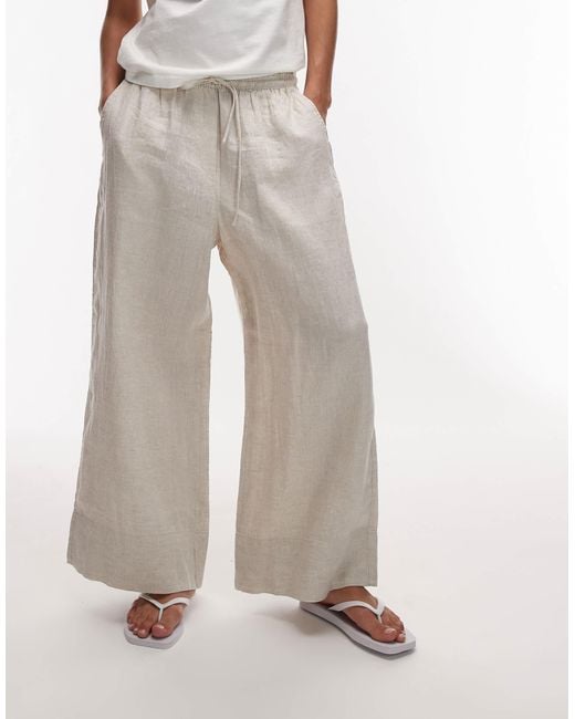 ARKET Natural Cropped Linen Pants With Drawstring Waist