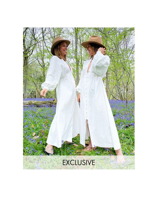 Labelrail Green X Collyer Twins Button-through Plunge Front Maxi Dress