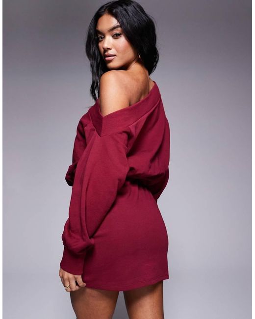ASOS Red Asymmetric Mini Sweats Dress