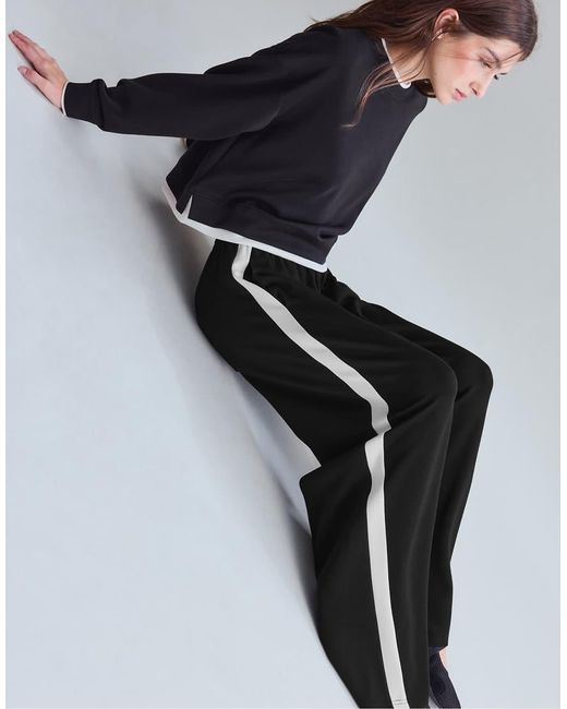 Stradivarius Blue Soft-touch Wide-leg jogger Trousers With Side Band