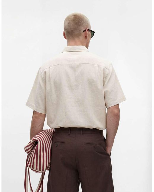 ASOS Natural Co-ord Oversized Linen Blend Shirt for men