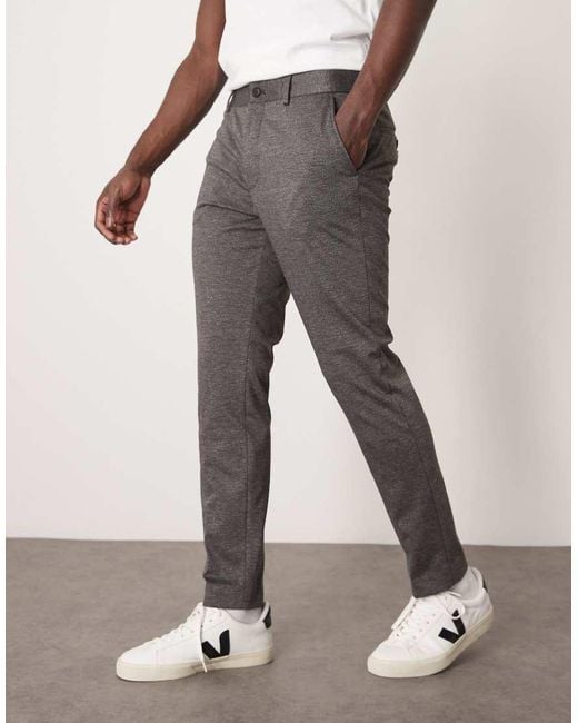 SELECTED Gray Noah Slim Fit Jersey Trousers for men