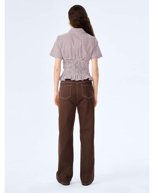 OMNES Blouses/Shirts Merida Cotton Seersucker Gingham Blouse With Shirred Waist