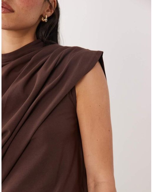 ASOS Natural Asymmetric Cape Detail Crop Top