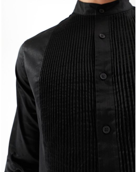 ASOS Black Formal Skinny Fit Dress Shirt With Bib Detail for men